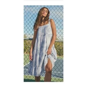 Rails Amaya Dress Cascade Tie Dye Blue White A Line Casual XL $188